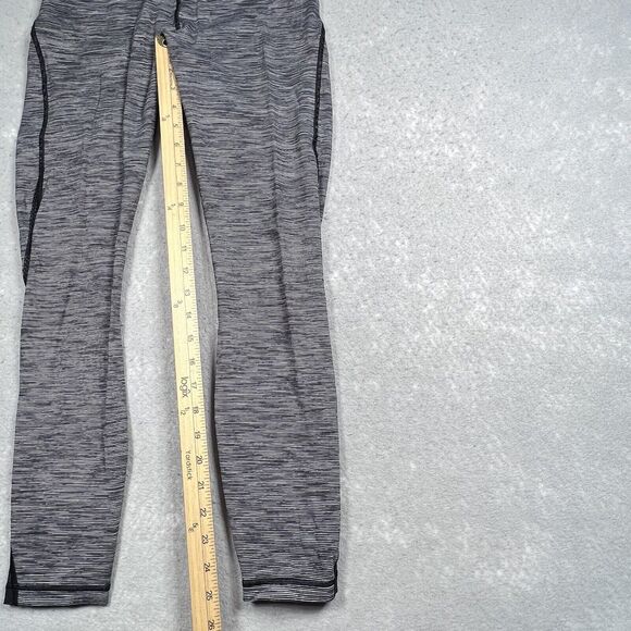 Lululemon Womens Leggings SZ 6 Gray Striped Leggings Pull On Logo Walking Casual - Picture 7 of 13